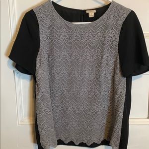 grey & black jcrew blouse
